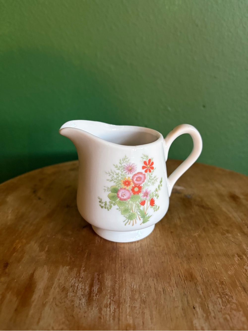 Vintage Porcelain Creamer with charming floral bouquet